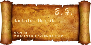Bartalos Henrik névjegykártya